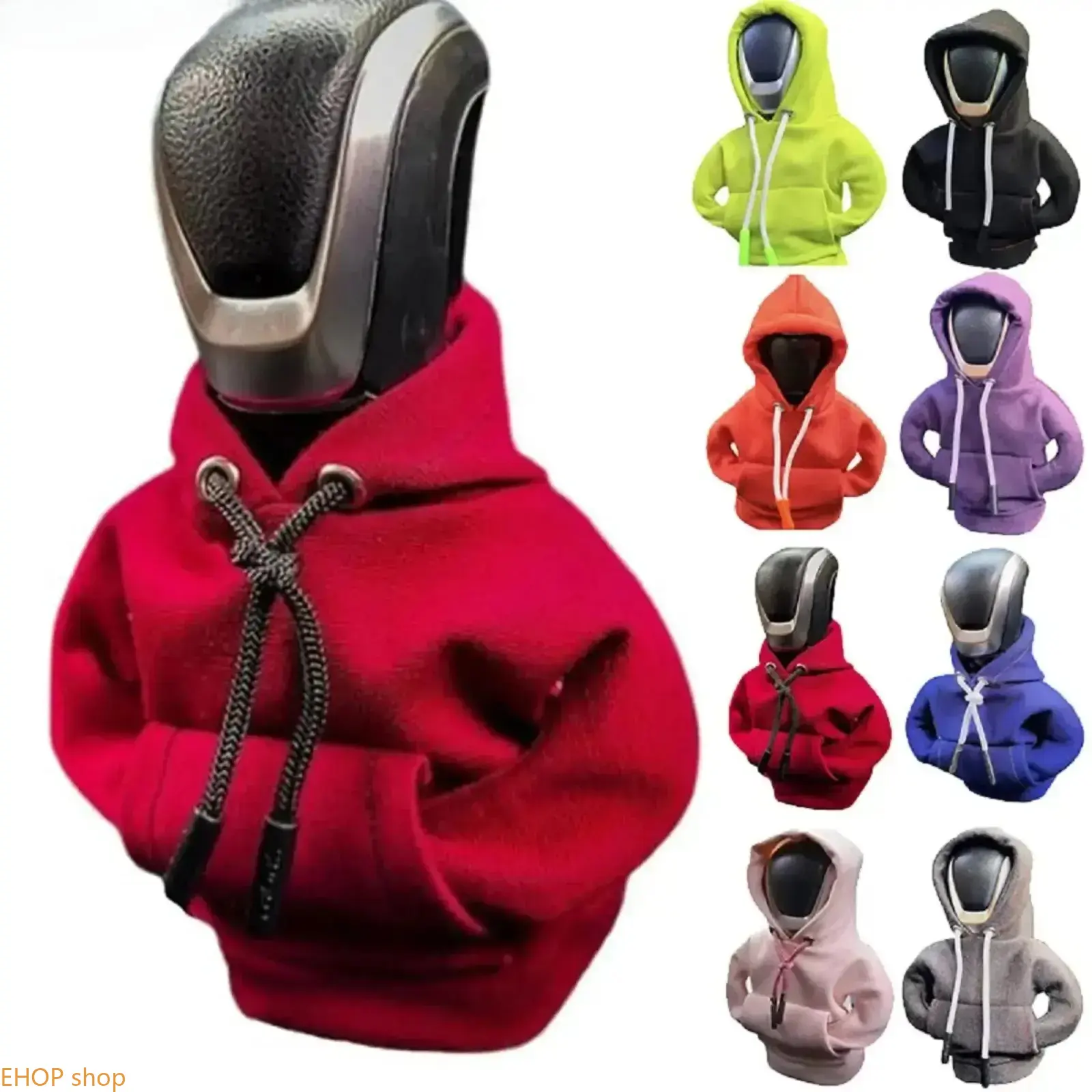 Universal Car Gear Shifter Cover - Cute Look, Easy Install, Elastic Fit, Mini Hoodie Fabric, Gear Protection, Stylish Auto Interior Accessory