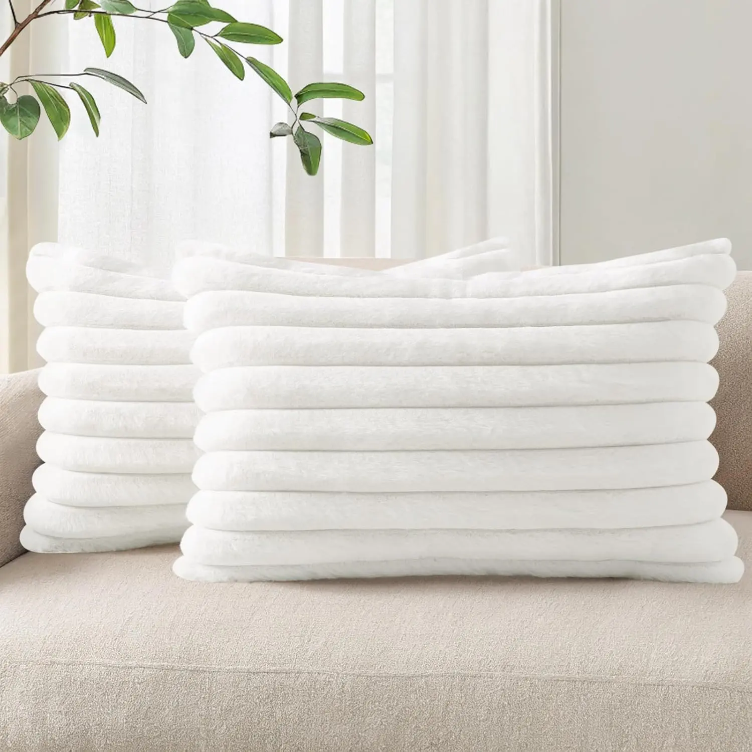 2-Pack Striped Pillowcases, Breathable and Soft, Thick Skin-Friendly Fabric, Solid Color, Ideal Gift for Bedroom and Living Room, Decor Bedding Supplies, Bed Linens