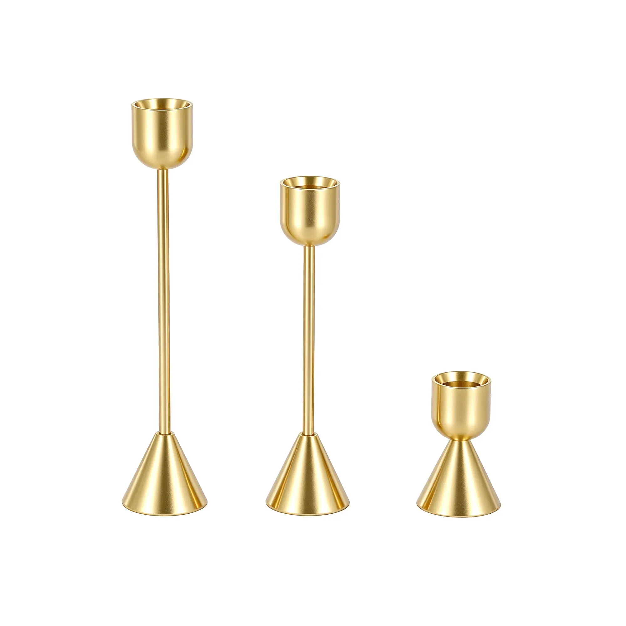 3 Piece Set Matte Metal Candle Holders, Slim Tall Long Candle Stands, Decorative Table Candles for Holidays, Dinners, Weddings, Living Room