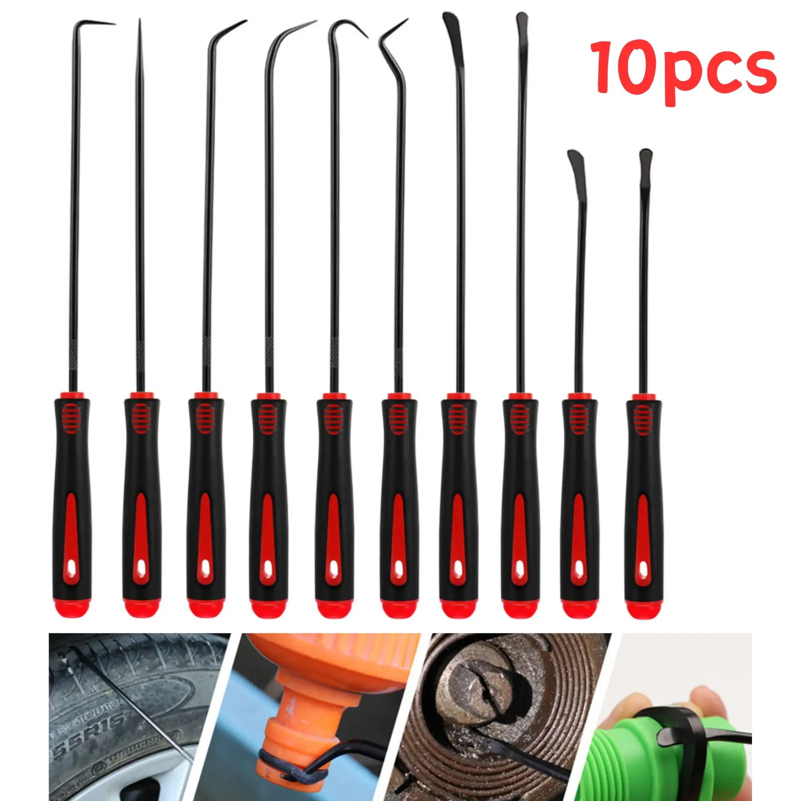 6/8/10pcs O-Ring Removal Tool Kit, Precision Hook & Pick Set for Seals, Gaskets, Circlips, Oil Seal Removal and Installation, Mechanical Repair Maintenance Universal Dent Puller Hook Pick Up Tools