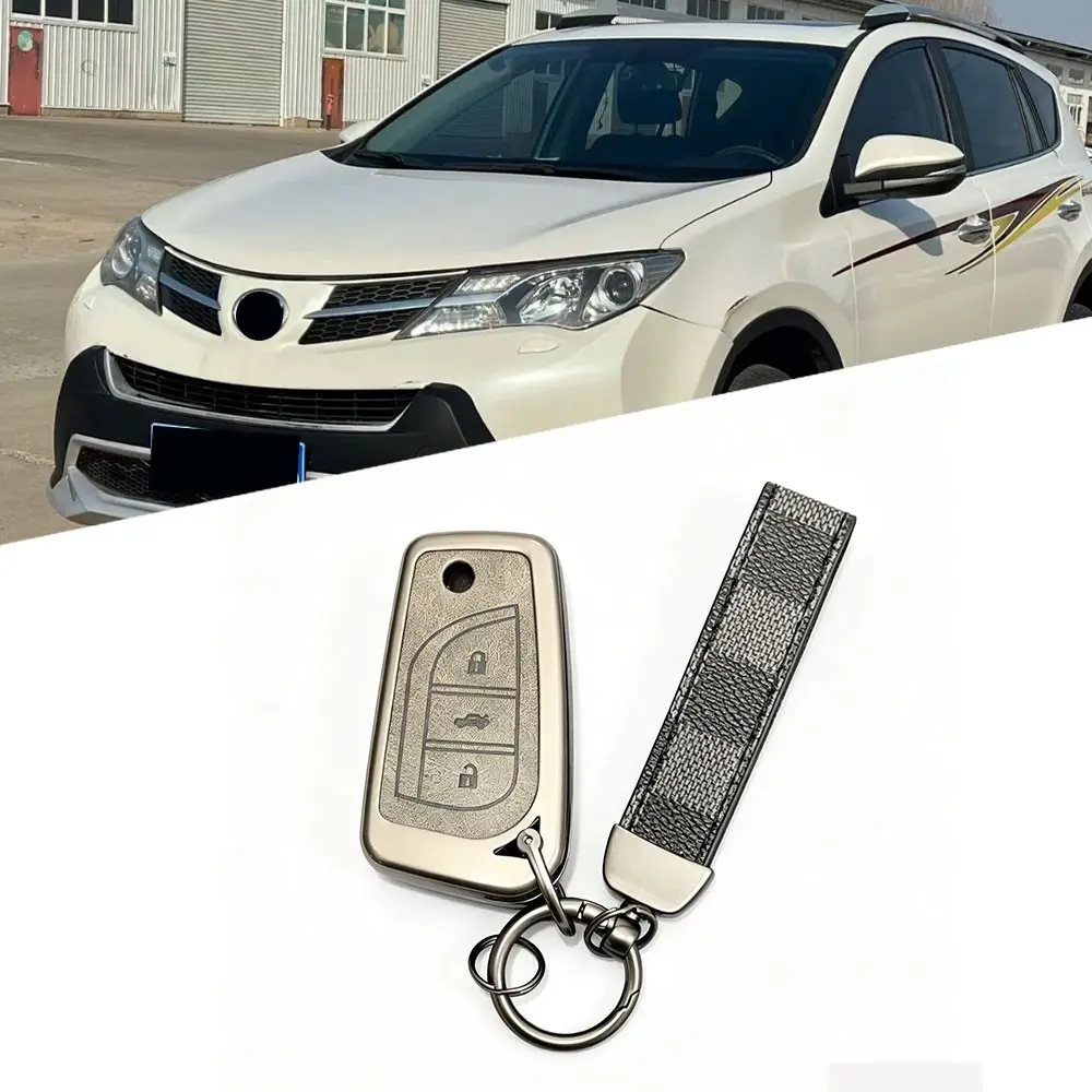 Premium Metal Car Key Fob Cover, Key Fob Protector for Toyota RAV4 Camry Corolla Yaris Hilux, Sleek Protective Keyless Entry Remote Case Accessories