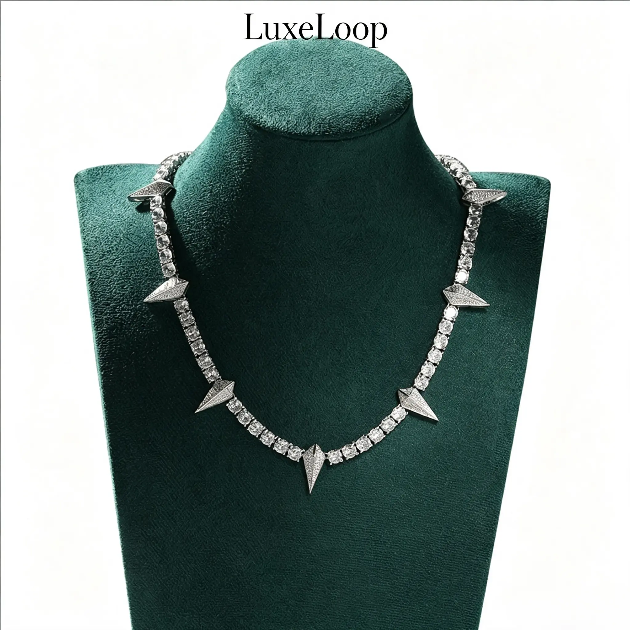 LuxeLoop Star Spike Cubic Zirconia Tennis Chain, Luminous Enamel Glow In Dark Iced Out Jewelry, Multi Tone Plated Unisex Punk Y2K Hip Hop Streetwear Necklace & Bracelet for Men Women