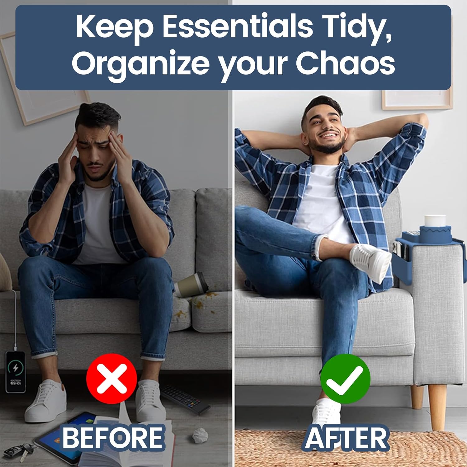 Beverage silicone sofa coasters, multi-functional sofa armrests, cup holders, inner cup supports, cup holders, storage trays