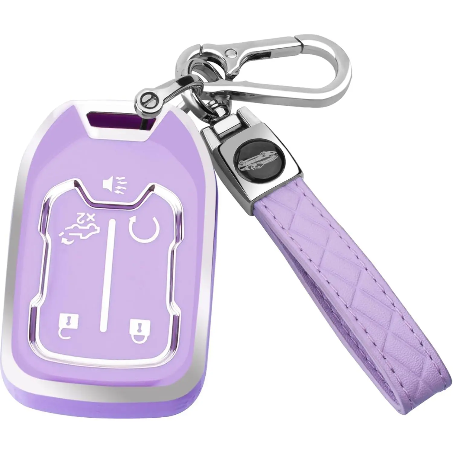 for GMC Key Fob Cover with Keychain,Key Case Shell TPU Full Protection Compatible with GMC Chevy Acadia Sierra Terrain Silverado 1500 2500HD 3500HD (Purple, 5 Button)