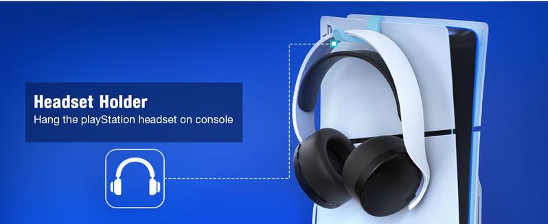 PS5 Slim Stand and Turbo Cooling Station with Dual Controller Charger Station for Playstation 5, PS5 Console Accessories with 3 Levels Cooling Fan 13-Game Organizer Headset Holder for PS5 Digital/Disc