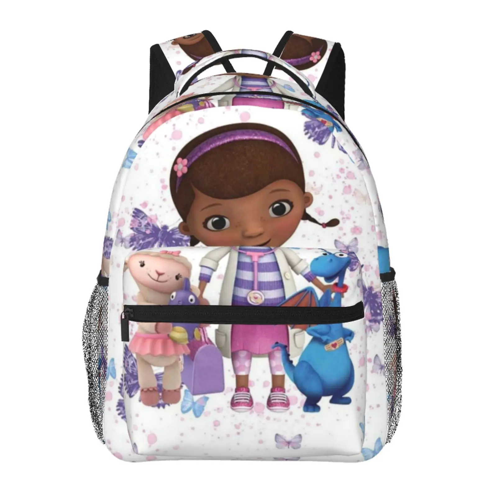 Anime Backpack Doc Mcstuffins2 School bag Cute Girls Boys Teens Backpacks Kawaii Kids Lightweight backpack with adjustable straps Bookbag with for office travel bag
