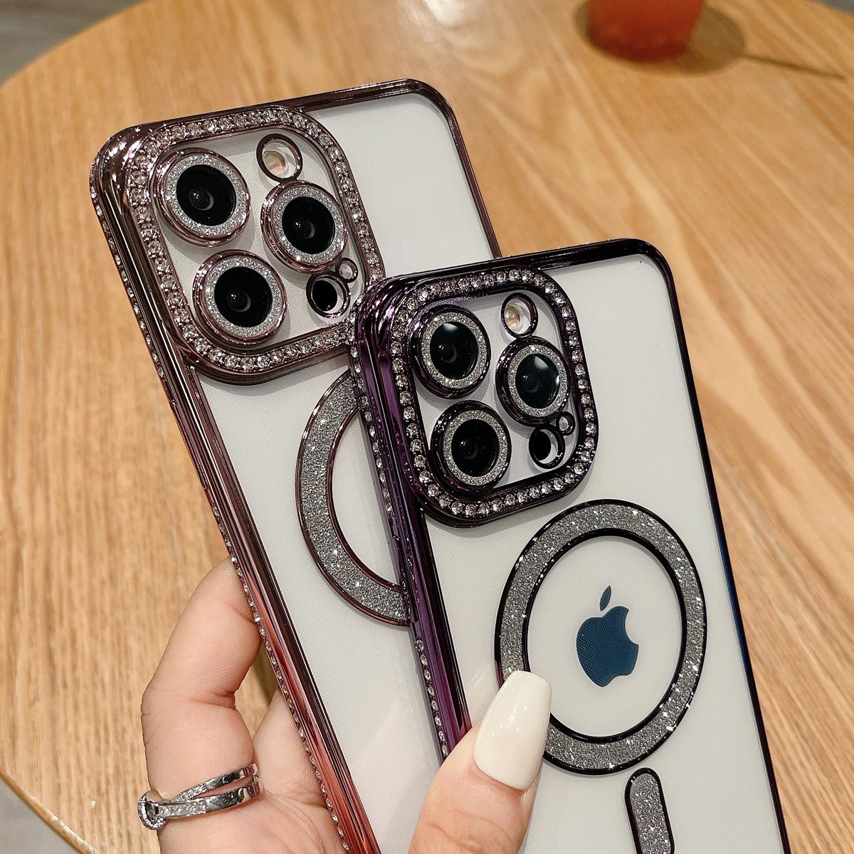 Glitter Transparent Magsafe Wireless Charging Case For iPhone 17 Pro Max 16 15 Plus,Cute Clear Glitter Bling Diamond Rhinestone Sparkly Case Camera Lens Protectors Plating Cover Glitter Transparent Magsafe Wireless Charging Case For iPhone 17 Pro Max 16 15 Plus,Cute Clear Glitter Bling Diamond Rhinestone Sparkly Case Camera Lens Protectors Plating Cover