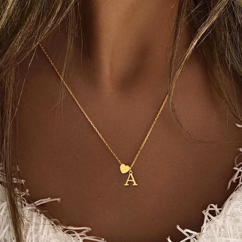 【Black Friday】Letter and Heart Charm Necklace for Women, Dainty Initial Necklace for Daily Wear, Classic Gift Jewelry for Girls, Alphabet Letter Pendant Necklace #GLOBAL PICKS