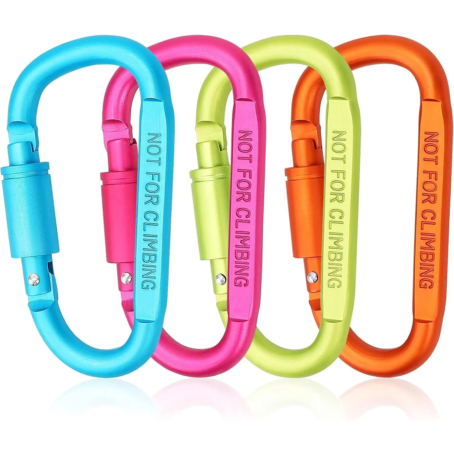 4 Pack Carabiner Clip, 3 inch  D-Ring Shape Locking Carabiners, Snap Hook  Accessories for Outdoor Camping Hiking