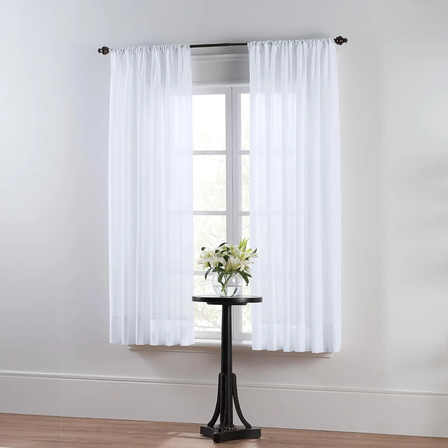 Thermoregulating Semi-Sheer Curtains – Energy-Saving  Panels with UV Light Deflection, Heat & Cold Insulation (White, 63L x 59W, Single Panel)