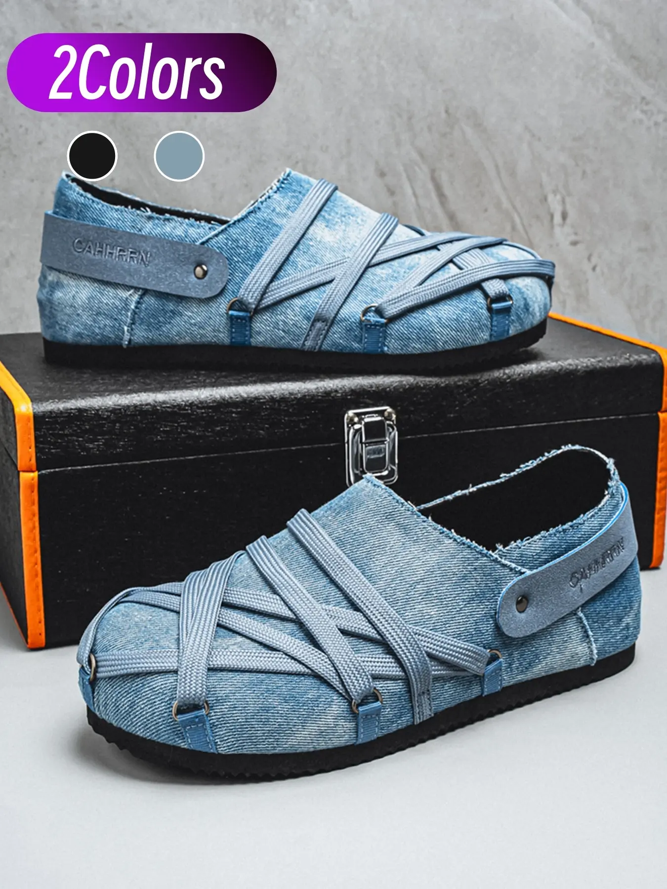 Street Deconstruction Denim Slides Casual Slipper Shoes For Men Women Unique Cross Strap Breathable Mesh Lining Anti-slip PVC Thick Sole Ideal For Daily Street Home And Light Outdoor