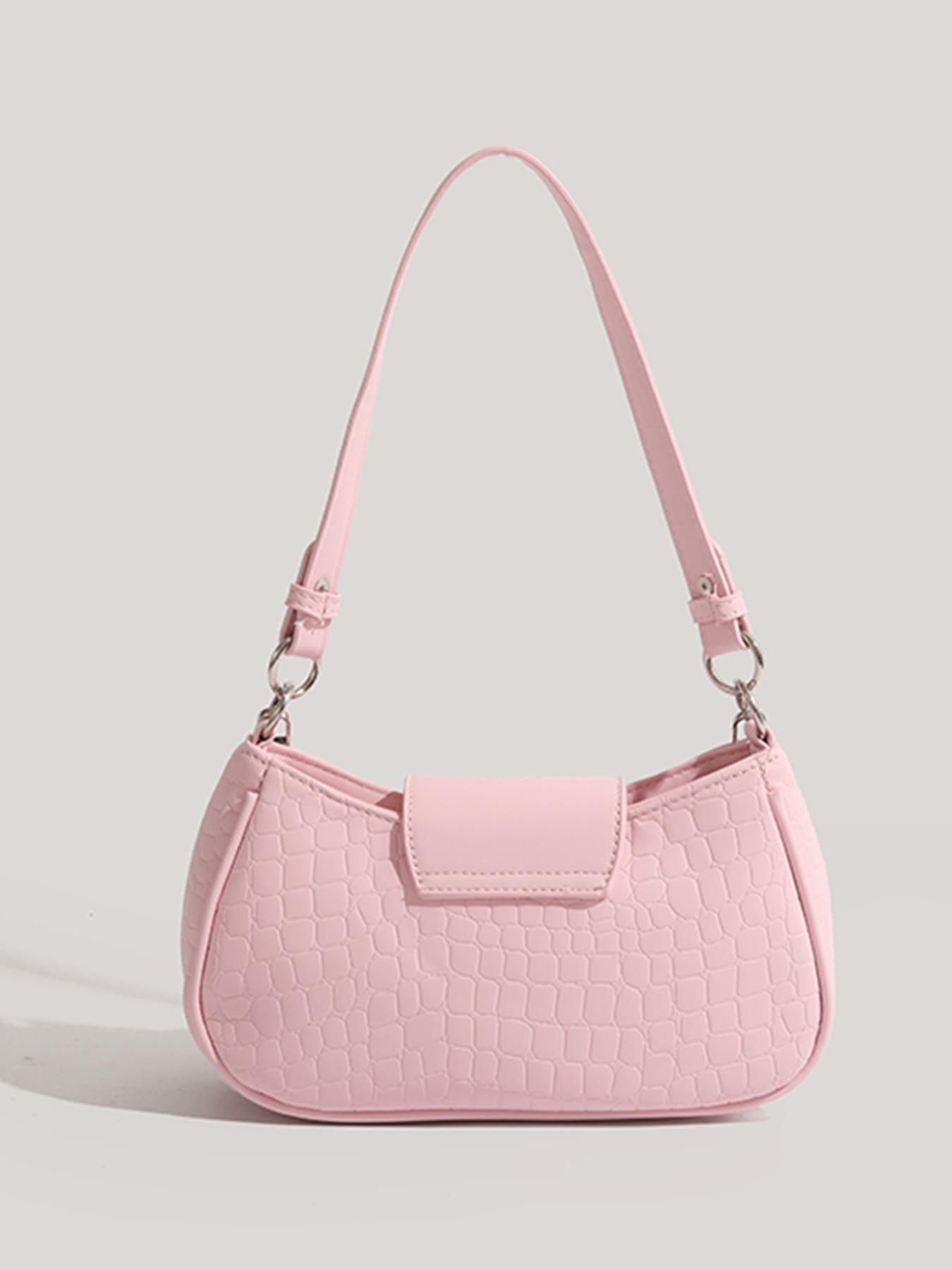 Women's Fashion Chain Decor Shoulder Bag, Heart Decorated Crocodile Textured Pu Leather Bag for Daily Used, Trendy All-match Underarm Bag, Cute Y2k Punk Style Hobo Dumpling Bag, Casual Zipper Purse, Chic Chain Crossbody