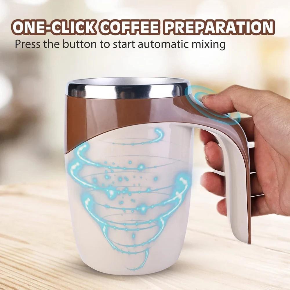 Electric Coffee Stirring Cup, 1 Count Automatic Mixing Cup, Stainless Steel Magnetic Rotating Mug, USB Home Stirring Milk Cup