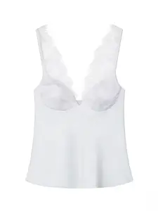 Women's Sexy Lace Trim Sleeveless Top, Slim Fit Retro Tank, Elegant Casual Wear, All-Season Fashion, Plain Surface Design