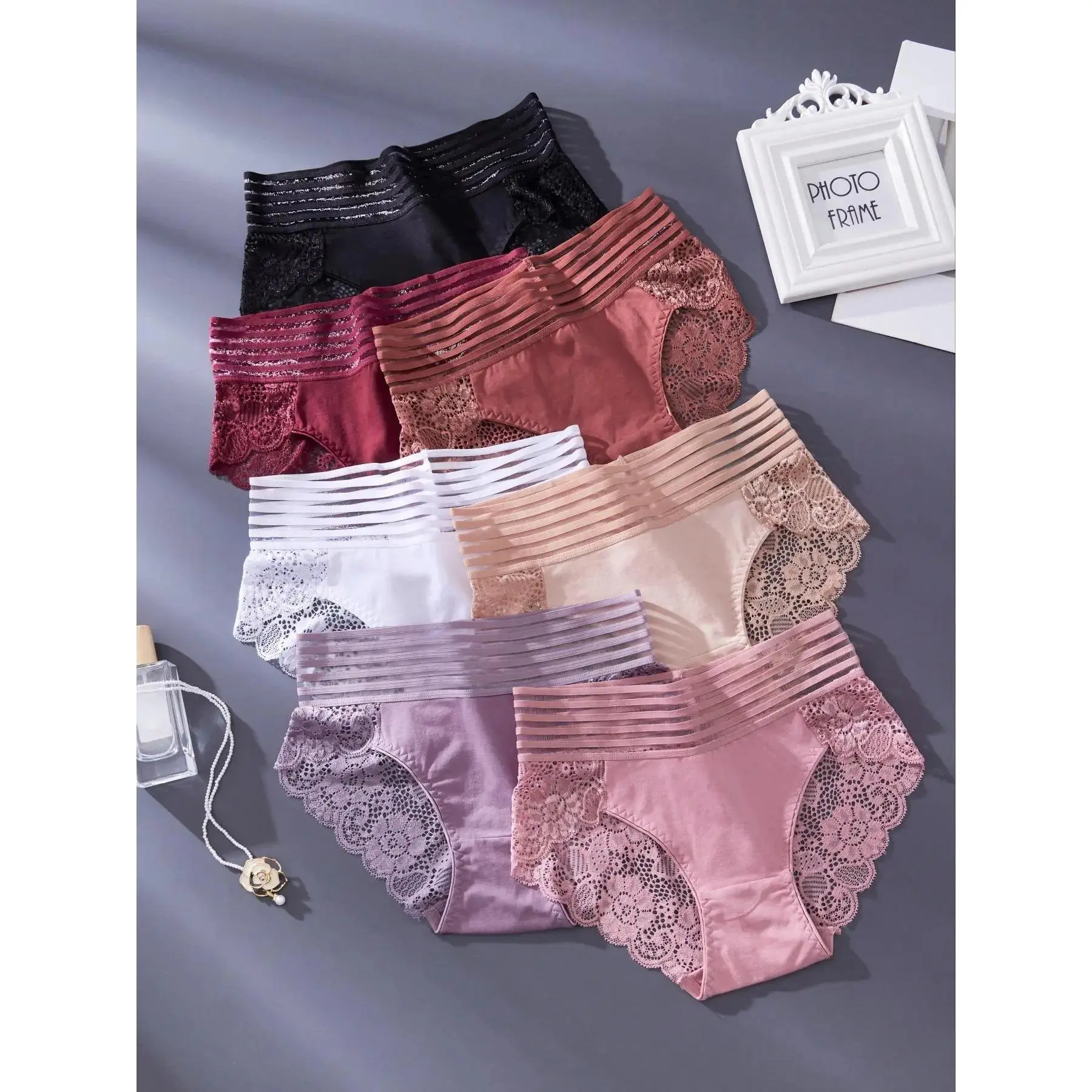 Women's Hollow Out Briefs Soft Comfortable Sexy Fashion Breathable Underwear Essential Daily Wear 5 6 7 Pairs Pack Lace Hipster Panties All Seasons