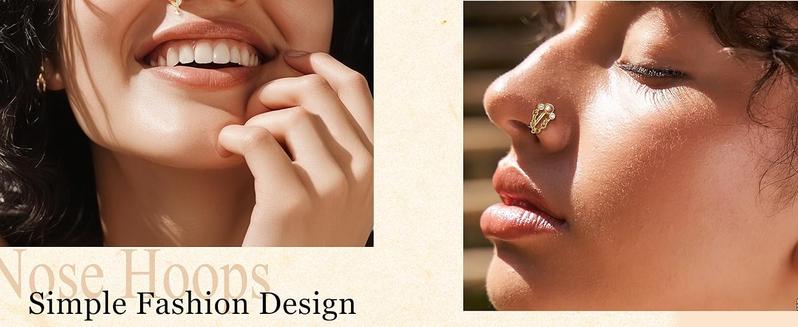 MILACOLATO Nose Cuff Fake Nose Ring Hoop Clip on Nose Ring CZ Dangle Fake Nose Rings Cartilage Tragus Ring Nose Cuff Non Piercing for Women Men