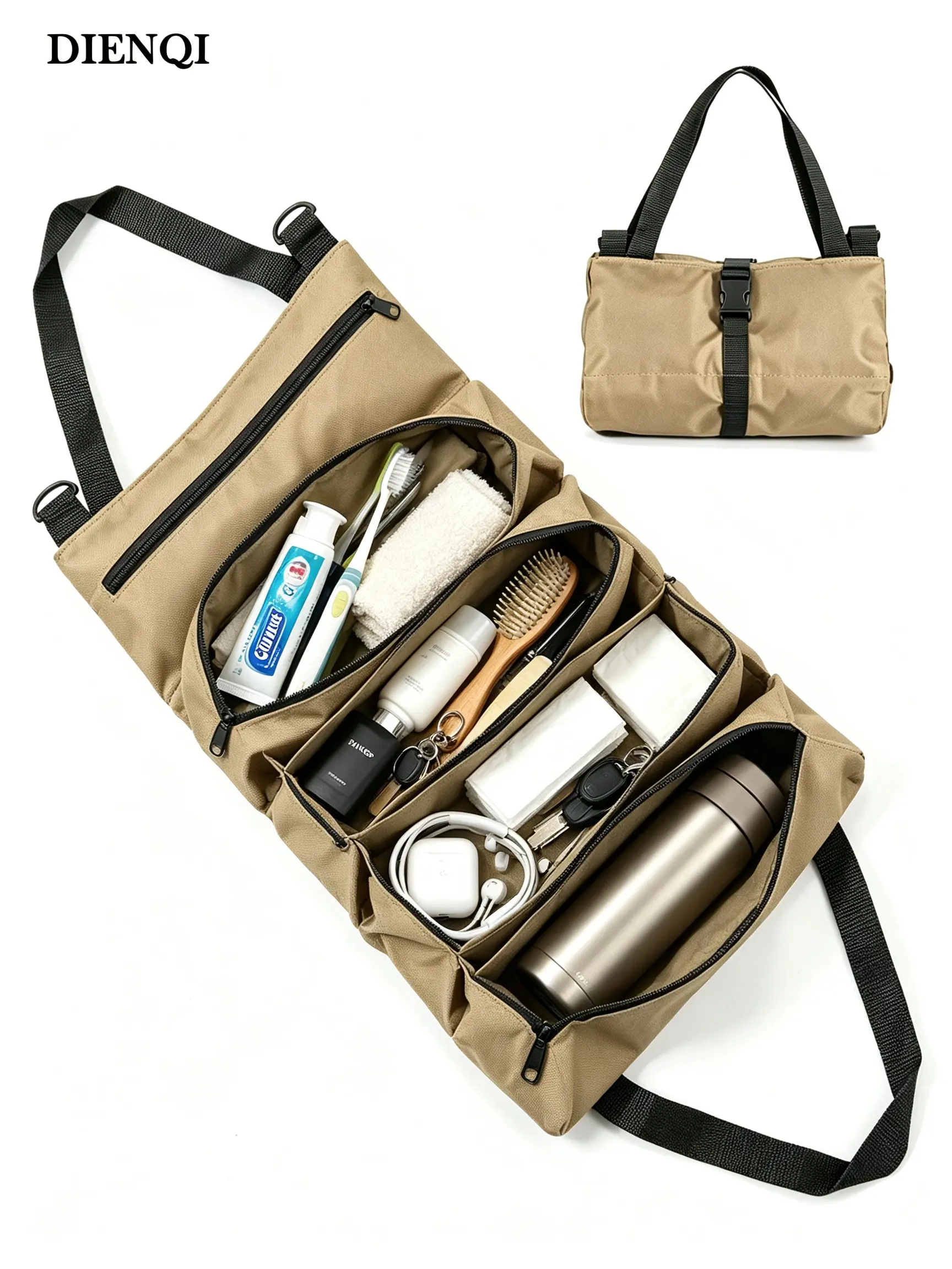 Men‘s Multi-Purpose Bag Handbags High Quality Professional Multi Pocket Daily Necessities Bag Small Item Storage Bag,Compartment Toothbrush Towel Cup Storage Bags,Gifts,Portable,Daily Use