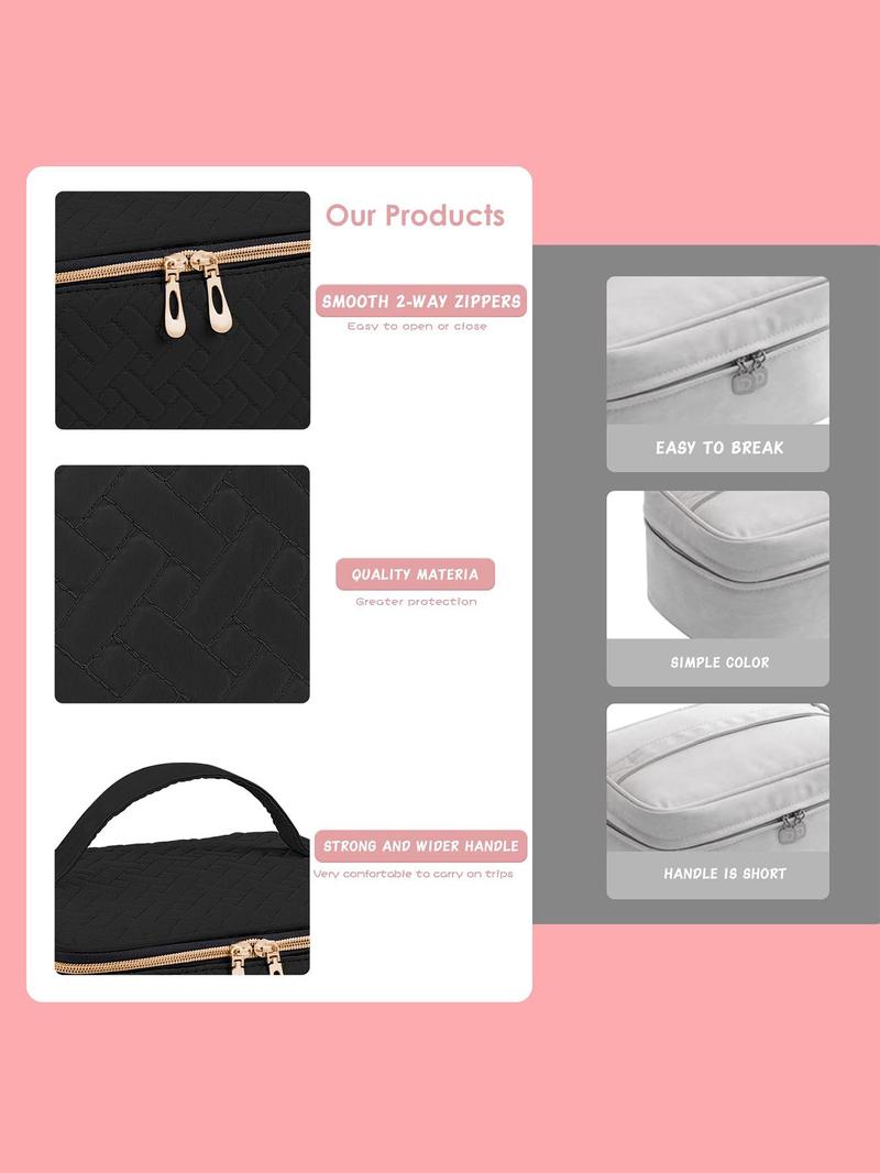 Double Quilted Nail Polish Storage Bag, Portable Nail Polish Nail Kit Supplies Organizer, Gel Nail Polish Carrying Case, Makeup Storage Bag, Holds 30 Bottles of Nail Polish