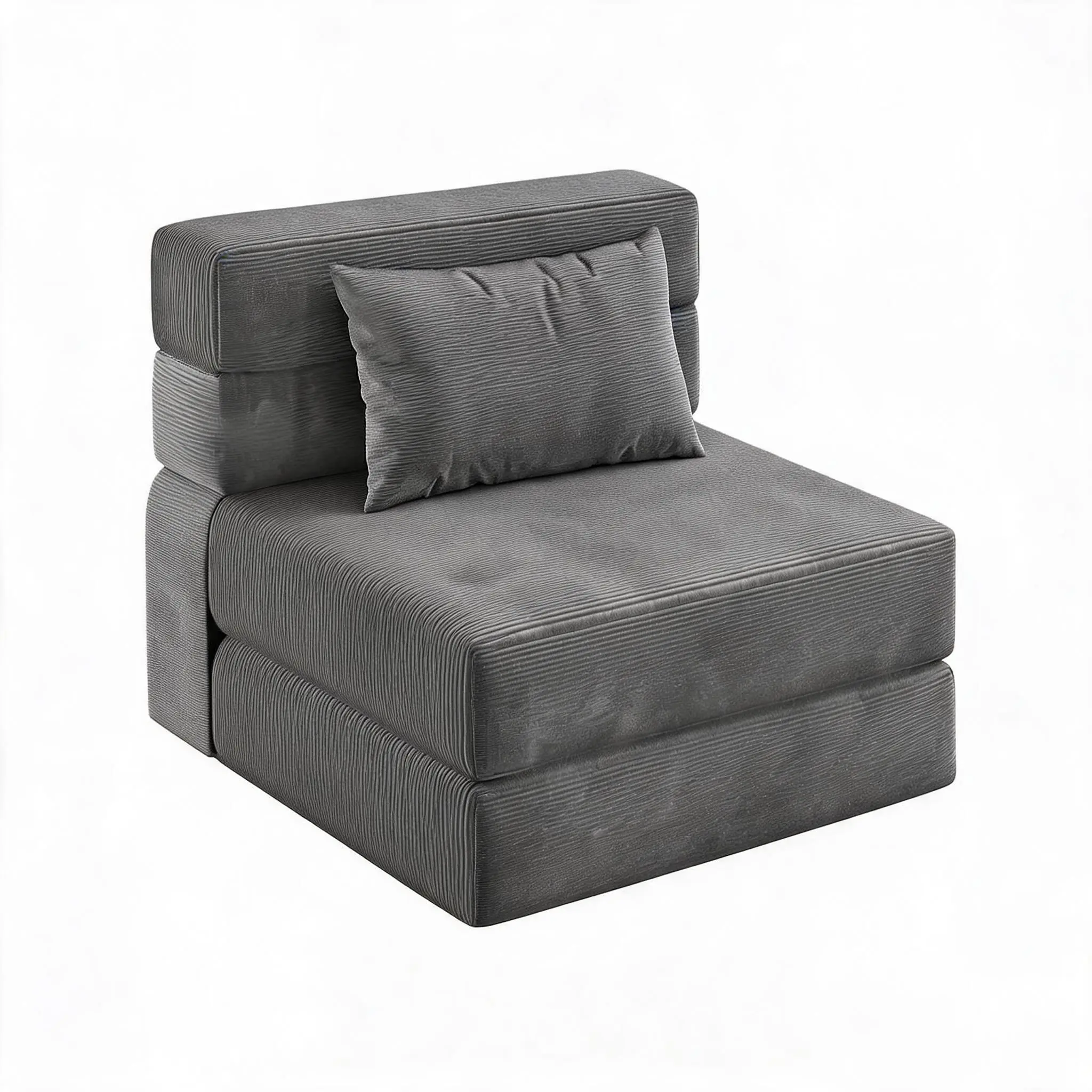 4-in-1 Convertible Couch Bed Sleeper Chair with Pillow - Tufted Corduroy Lounge, Space-Saving Modular Loveseat Futon, High-Density Foam Guest Bed for Living Room, Small Apartment - Black