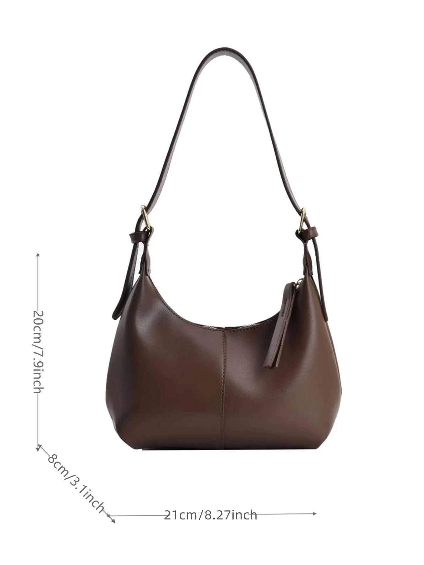 Women's Simple Style Solid Color Hobo Bag, Fashionable Belted Design Shoulder Bag, Casual Trendy Shoulder Bag for Daily Use, Hobo Crossbody Bags