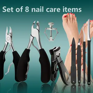 8-piece Set of Thickened Nail Clippers, Suitable for Elderly People, Nail Inward Growth Special Nail Clipper Set, Men and Adults, Elderly People, Professionals, Ultra Sharp Curved Blade Beauty Tool
