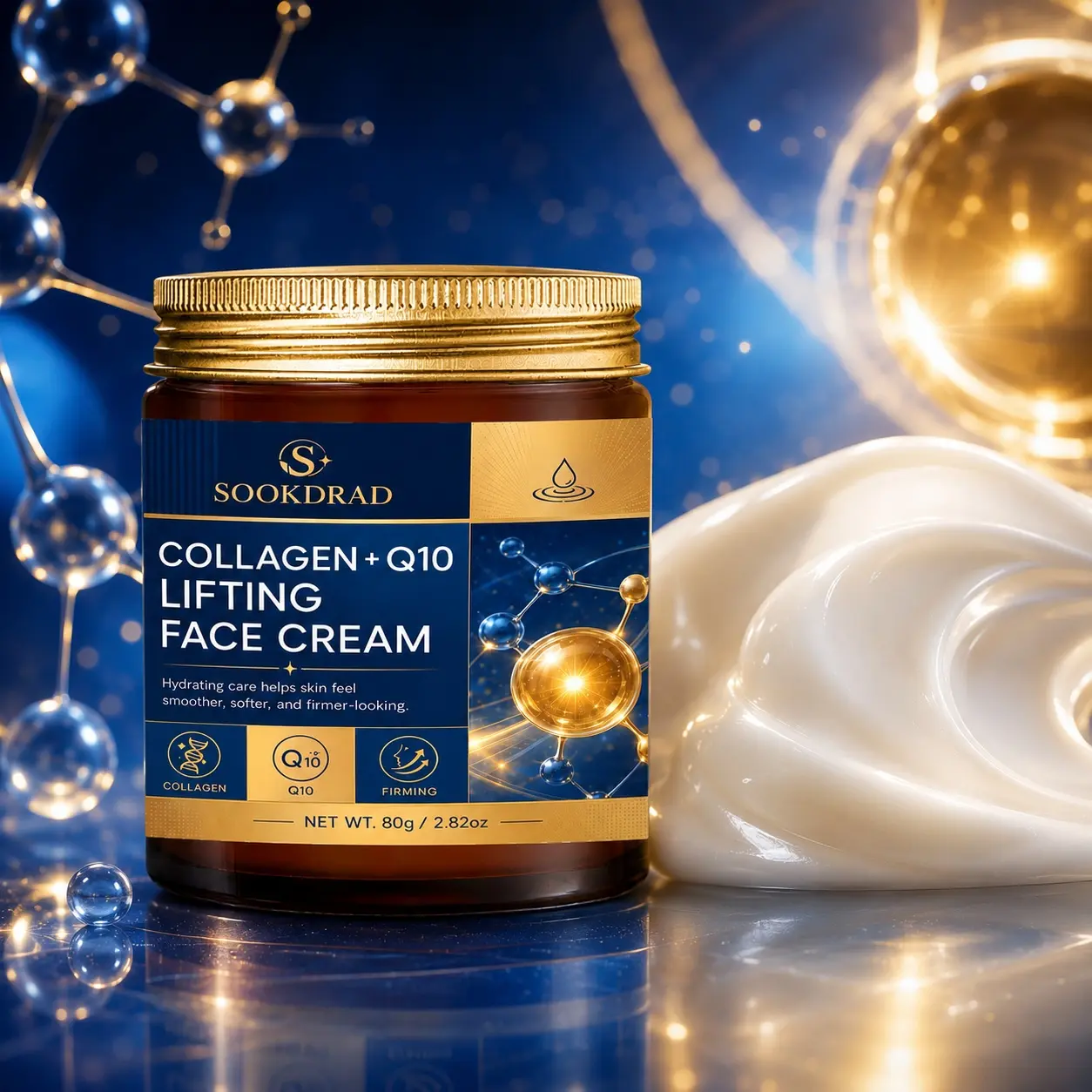 Collagen Q10 lifting face cream, collagen, Q10, hydrating, smoother, softer, firming, face, 2.82oz, 80g