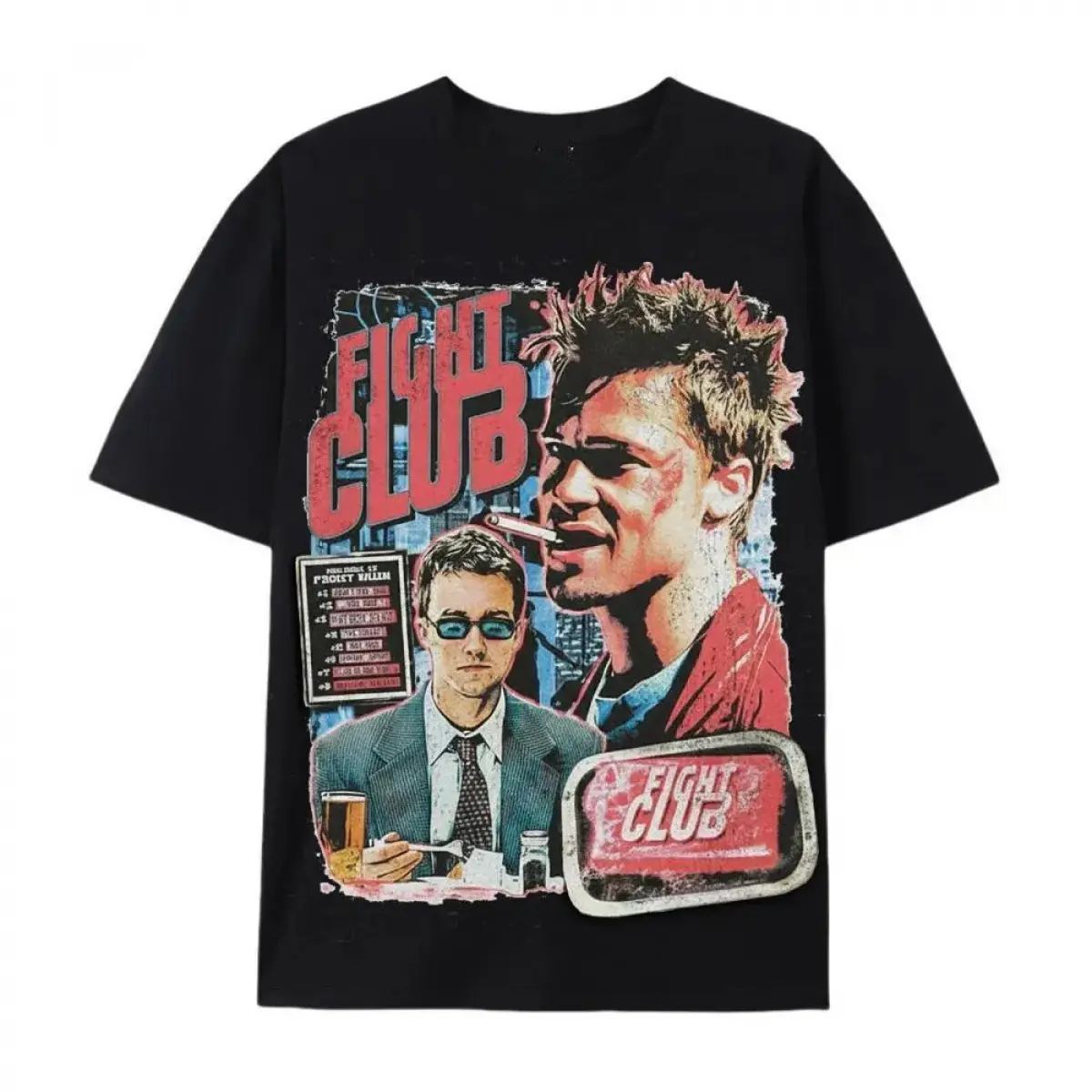 [graphic tee]Vintage Style Graphic T-Shirt with Fight Club 1999 Print, Unisex Casual Breathable 100% Cotton Short Sleeve Top, Fabric 100%cotton graphic tees,fashion