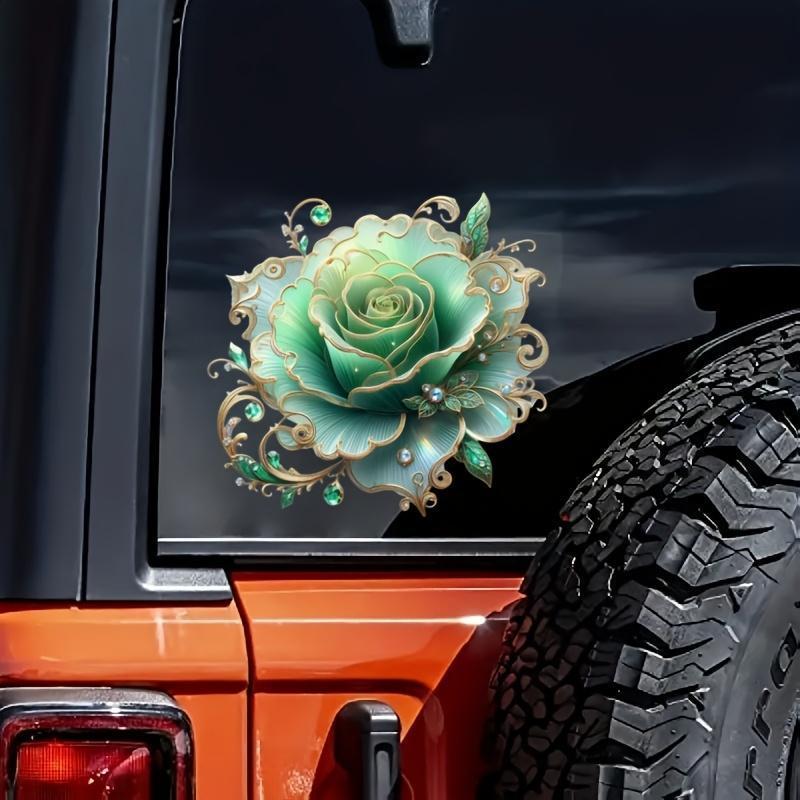 1 piece green rose, sticker, self-adhesive sticker, suitable for laptops, cars, motorcycles, protection, door decoration