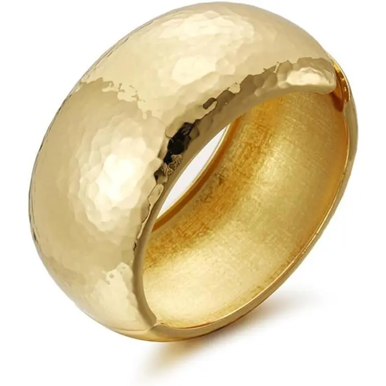 Hammered Wide Chunky Bangle Bracelets for Women Dainty Minimalist Cuff Wrist Open Bangles Statement  Exaggerate Trendy