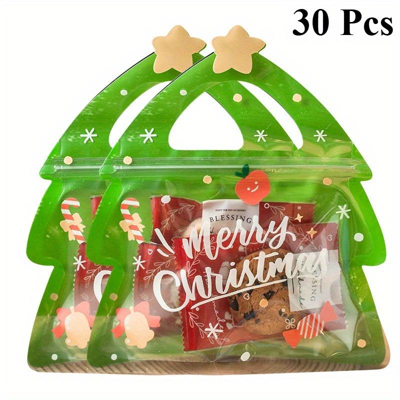 Large Capacity Christmas Gift Wrap Organizer Box, Gift Box Packaging, Includes 24 Paper Bags & 30 Candy Sacks, Tree Shape Design, Ideal for Holiday Storage