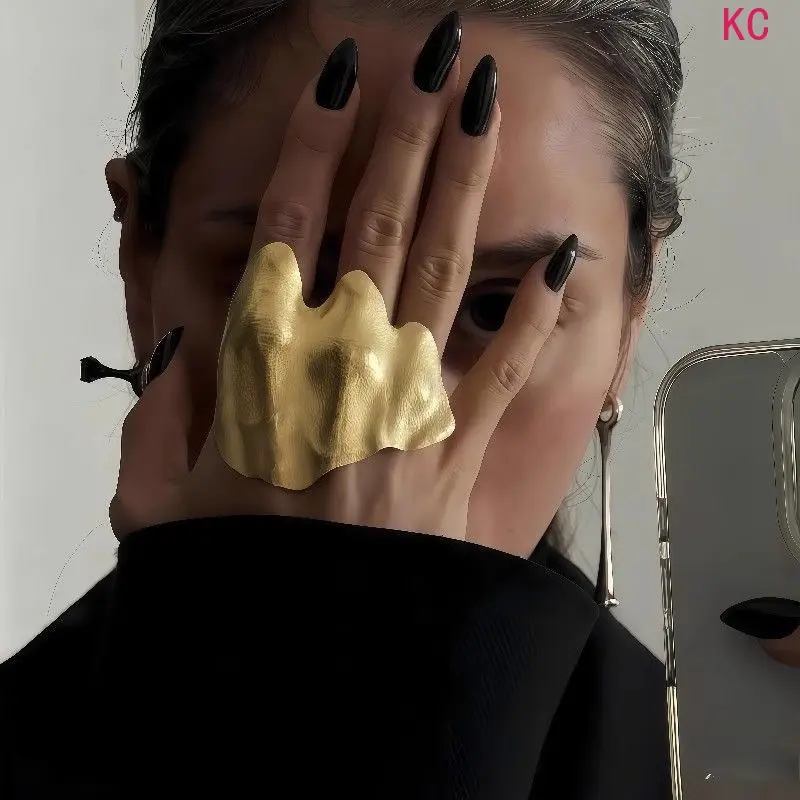 Irregular Wrinkled Knuckle Ring, Niche Exquisite Unique Designed Finger Jewelry For Minimalist Daily Styling