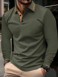 men's regular fit long sleeve polo shirt, casual fashion button collared top for spring & fall, men's clothes for daily wear, men's clothing, longsleeves menswear, polo shirtsmen, polo gift