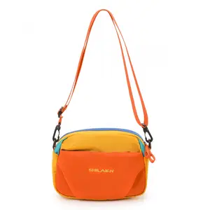 Unisex Lightweight Water-Resistant Nylon Colorblock Crossbody Sling Bag - Adjustable Strap, Multi-Compartment Mini Shoulder Pack for Mountain Hiking & Mountaineering, Lakeside & Forest Camping b49032