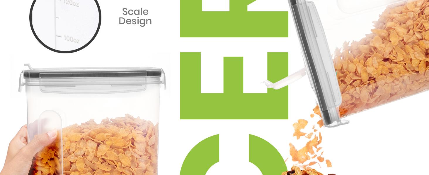 Kitchen Cereal Containers Storage Set – 6 Pack 4L(135.2 oz) Airtight Food Storage Containers with Lids, BPA-Free Cereal Dispensers for Pantry Organization and Storage (Clear)