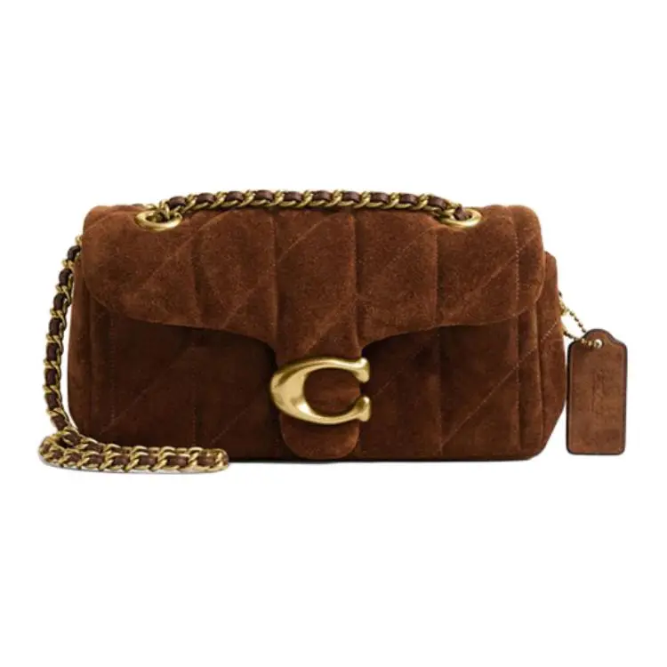 Coach Tabby 20 Saddlebag – Women’s Quilted Suede and Smooth Leather Crossbody Bag in Dark Brown