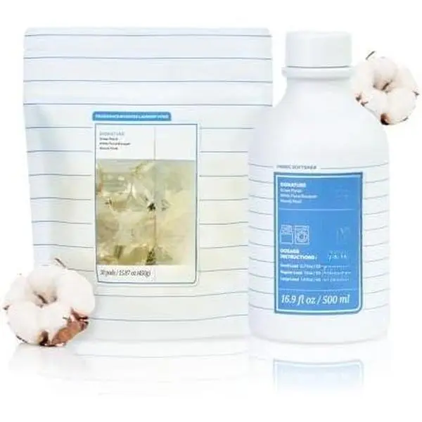 Bundle Set Fabric Softener and Laundry Detergent Pods - -Based Formula, No Harsh , White Woody Musk Scent