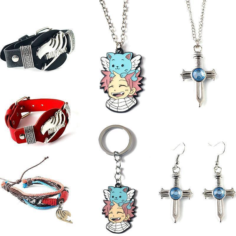 Erza Scarlet Gray Fullbuster Lucy Heartfilia Etherious Natsu Popular Anime 2D Peripheral Necklace Leather Bracelet Bracelet