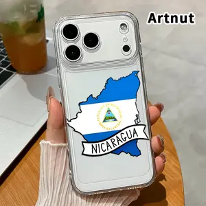 Case for iPhone 17 15 16 14 Pro Max 13 12 11 Air XR XS E Nicaragua's Outline Flag Non-Yellowing Shockproof Clear slim Protective Softcase