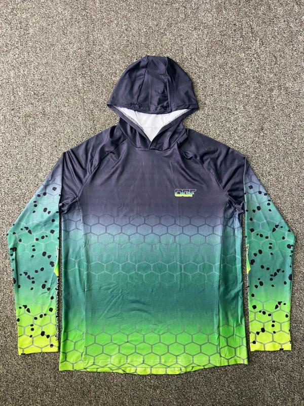 Kyn Apparel Fishing Hoodie Long Sleeve Jersey Sailing UPF 50+ UV Resistant Running Fishing Wear Green Breathable Team Customized Fish Shirt