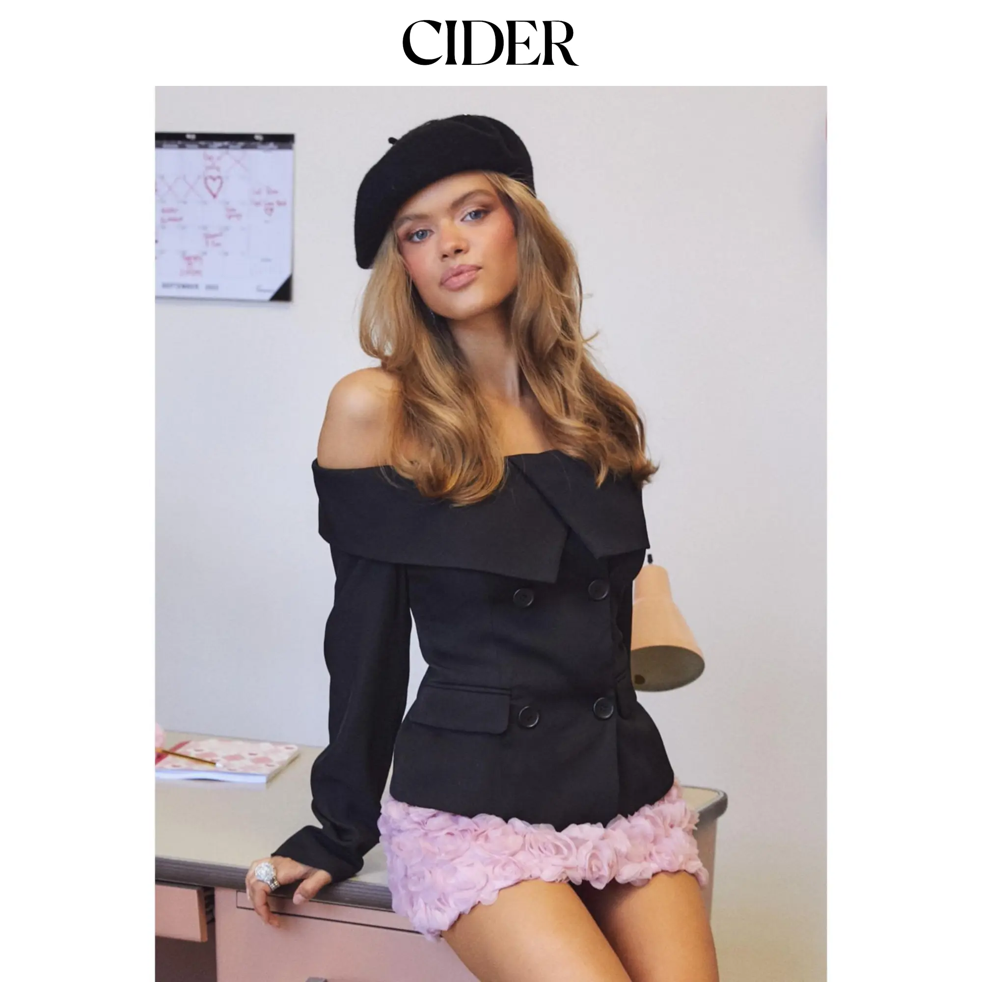 Cider [size 2-8] Solid Off-shoulder Button Long Sleeve Top SummerFinds