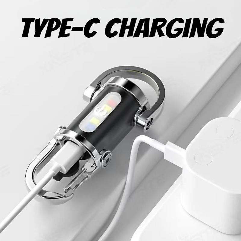 Multifunctional Keychain Flashlight, 1 Count Portable Waterproof Car Keychain Light with COB Side Light, Rechargeable Flashlight with 6 Lighting Modes