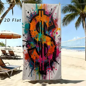 1pc Colorful Splatter Dollar Sign Beach Towel, Decorative Towels, Bold Gift for AmbitionDriven Souls, Vibrant Soft Towel with Pop Art Money Design, Perfect for Entrepreneurs, QuickDry Material for Versatile Use