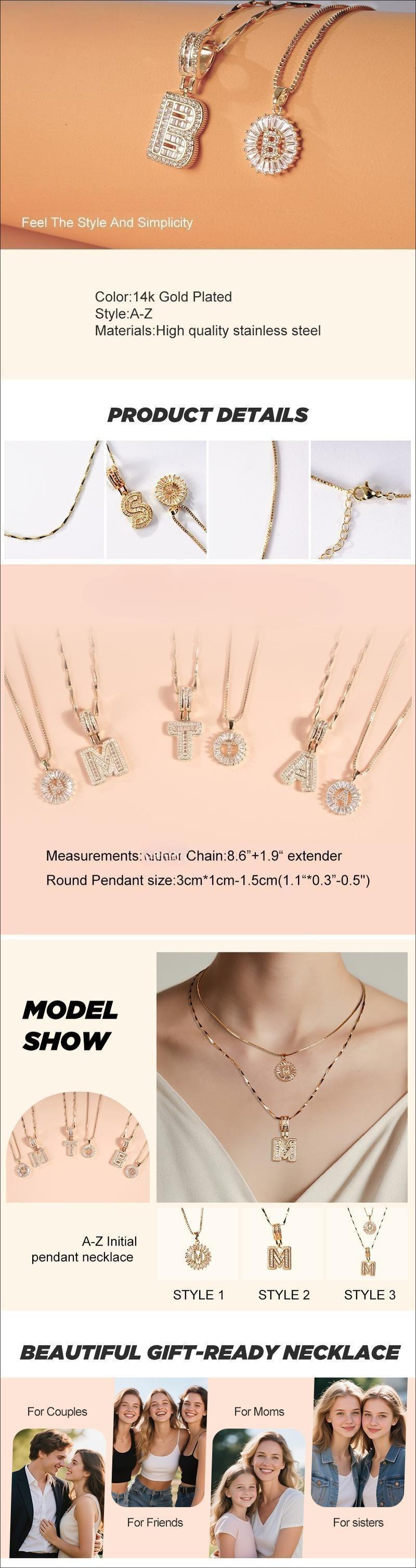 2-Piece Initial Set 26 Alphabet Necklace Fashion Jewelry Perfect for Parties, Birthdays, Anniversary Gifts, Valentine's Day Gift Sets