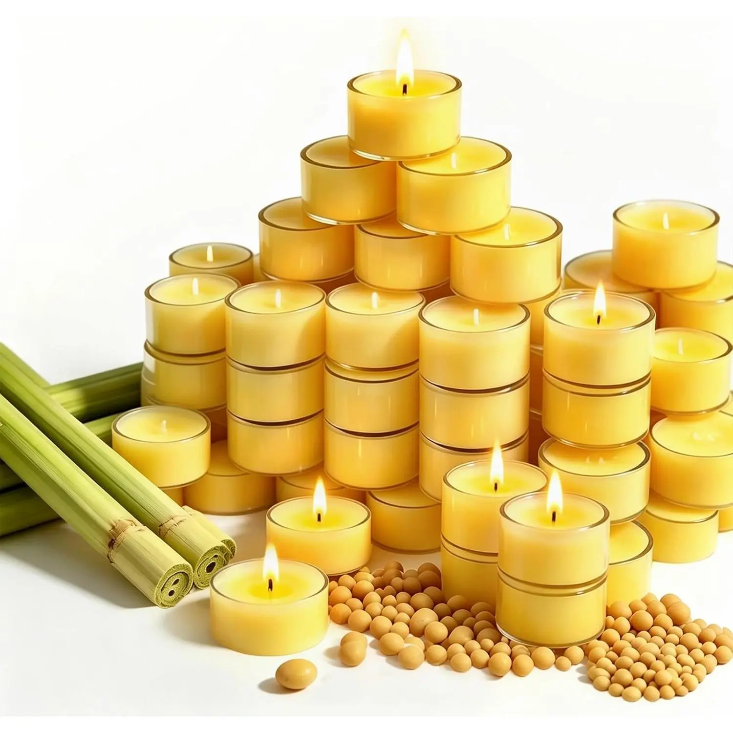 30 Pack 4 Hours Burning Citronella Soy Wax Tealight Candles for Outdoor Patio Garden Camping Home Party Weddings Shabbat Events