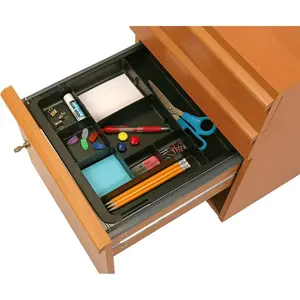 Expandable Drawer Organizer Tray, Adjustable 10.3"–16" Width, Customizable Compartments with Dividers, Recycled Plastic, Black(Gift)
