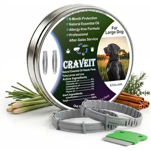 Dog Flea Collar, 2 Pack Flea Collar for Large Dogs, Gentle Plant-Based Tick Repellent, Waterproof & Adjustable, 8-Month Long-Lasting Defense