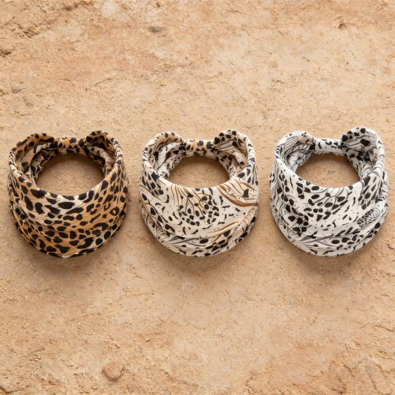 Women's Wide Non-Slip Workout Headbands, Super Soft Elastic Sweat-Absorbent Headbands for Yoga Running Gym, Leopard Print Hair Wraps