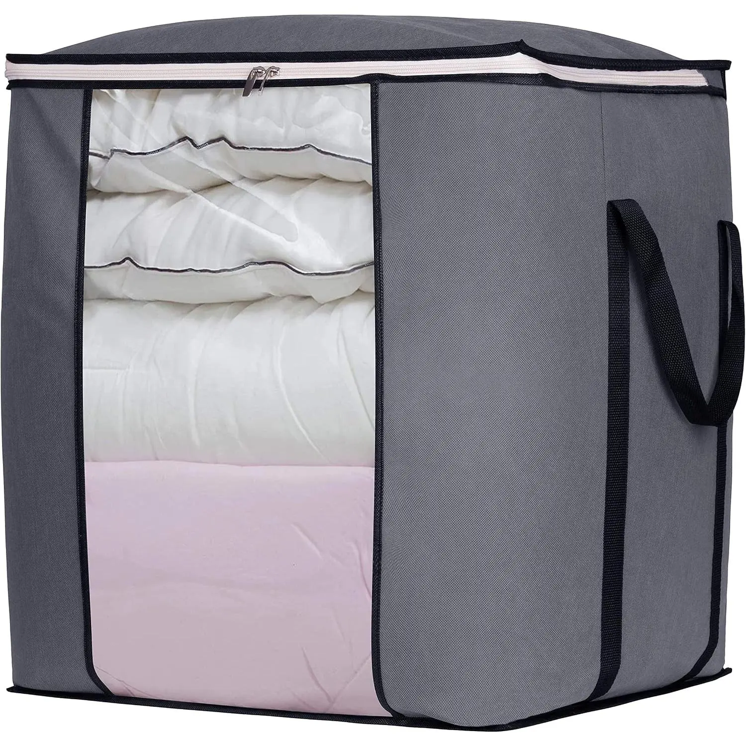 120L  Blanket Storage Bags Breathable Clothes Storage Containers for  Comforter Bedding Pillow Sheet, Reinforced Handles, Grey