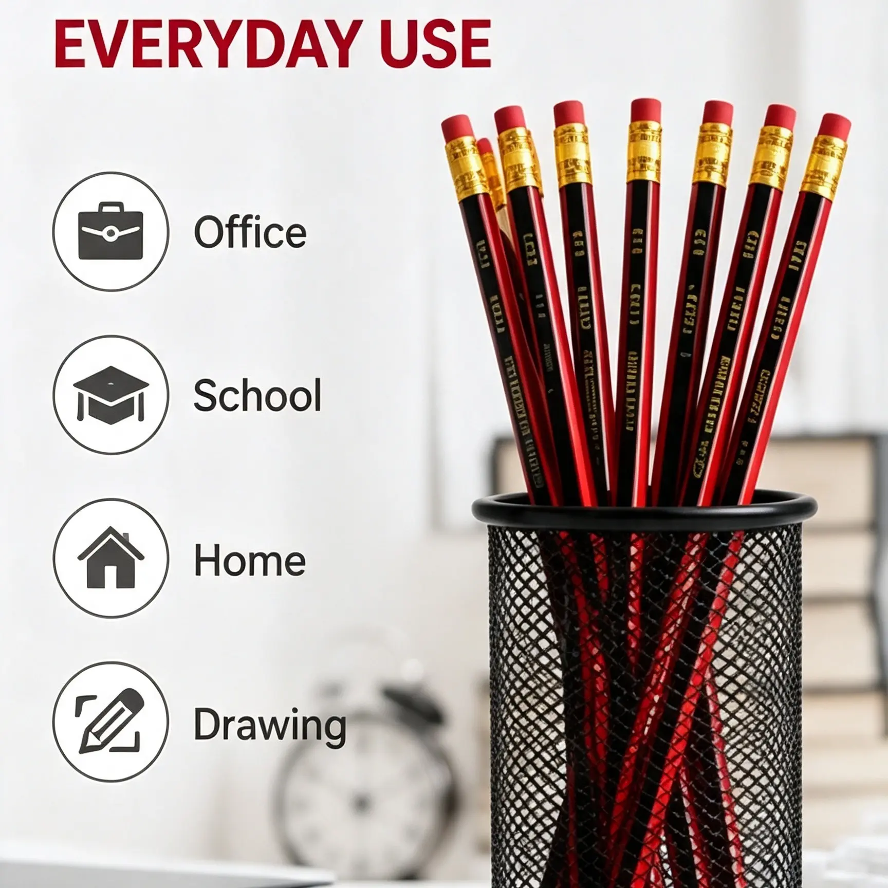 🔥 10PCS Premium HB Pencils ✨ Classic Red & Black Design | Smooth Writing, Strong Lead & Easy Erase | Perfect for Notes, Sketching & Daily Use ✏️ #Stationery #PencilSet #DeskEssentials #TikTokMadeMeBuyIt