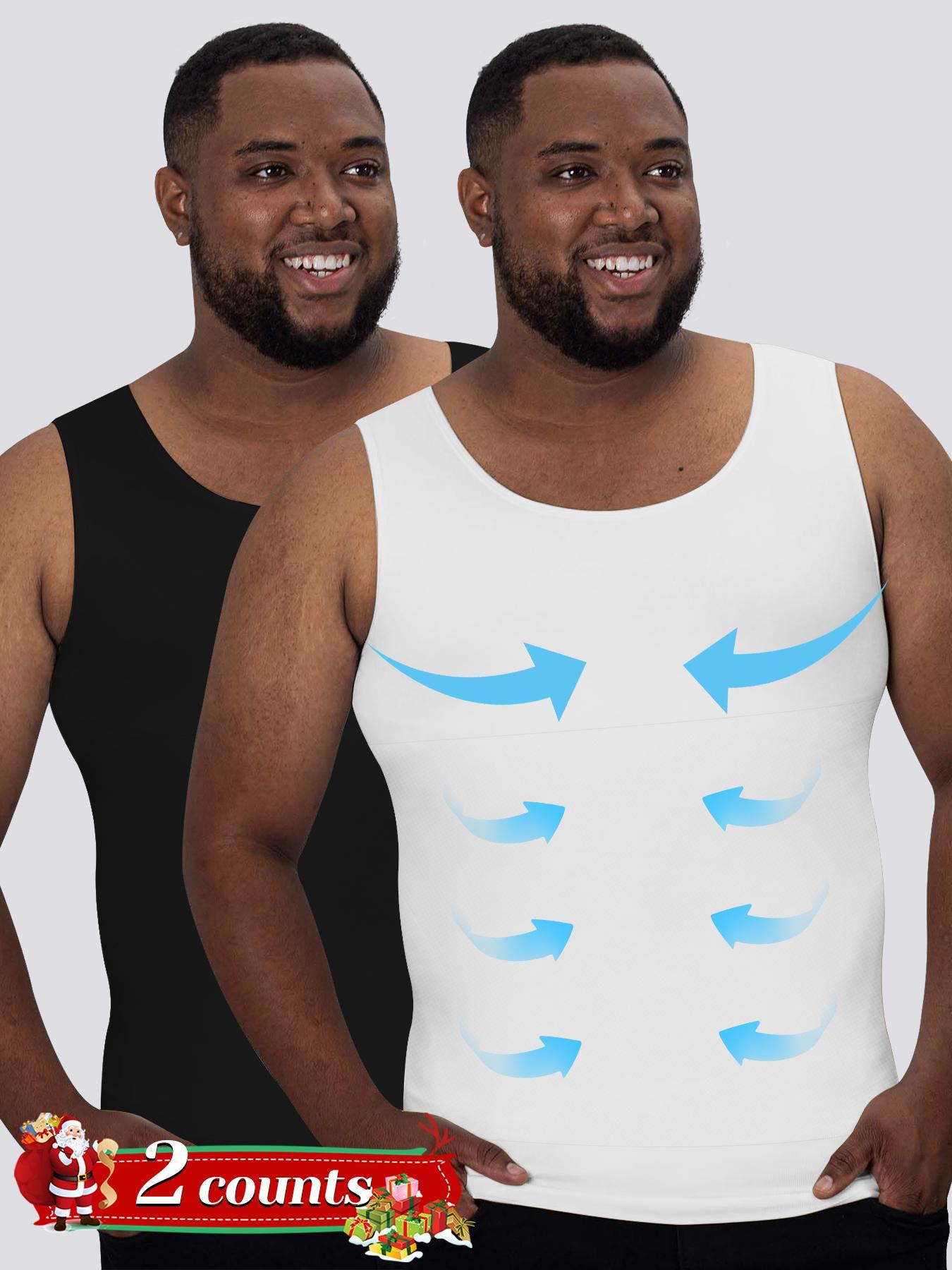 Men's Solid Color Compression Shapewear Tank Top, High Stretch Tummy Control Shaper, Compression Waist Trainer, Tummy Tuck Shapewear for Men